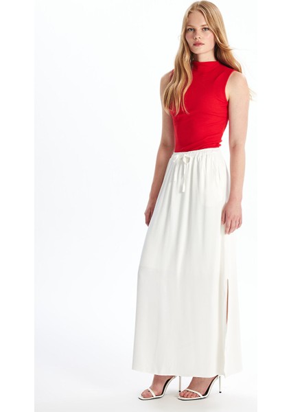 Yeni Sezon Beli Lastikli Düz Poplin Kadın Etek