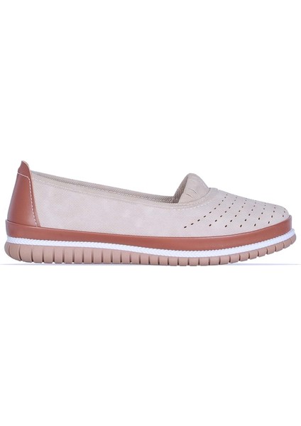 Moda Ayakkabı 848 Syh-Krem Kadın Düz Babet Ayakkabı