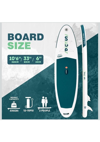 Paddle Adventure Şişme Sup Board/stand Up Paddle Board 320X83X15 cm Yeşil