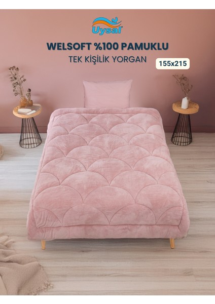 Welsoft Akfil Midye Desen Tek Kişilik Yorgan