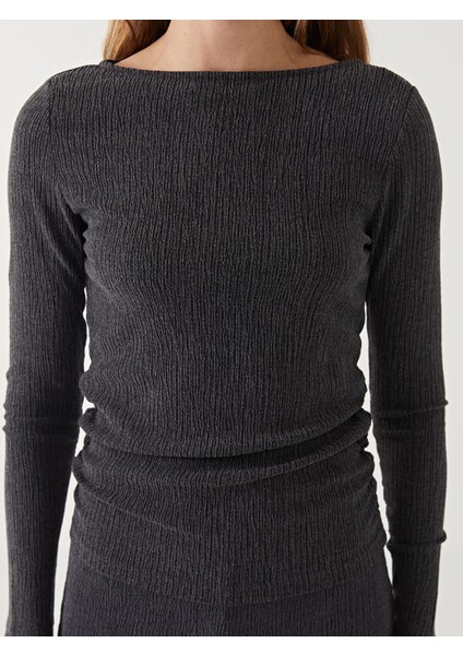 Yeni Sezon Bisiklet Yaka Dokulu Kadın Bluz modelleri