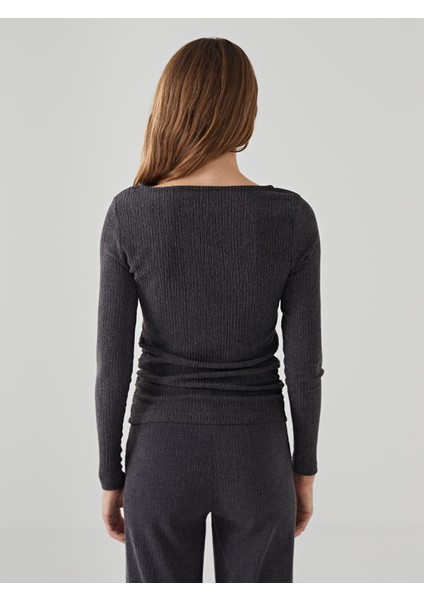 Yeni Sezon Bisiklet Yaka Dokulu Kadın Bluz fırsatları