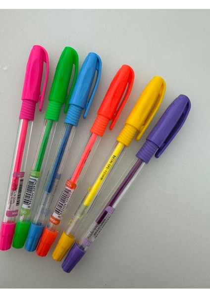 Tükenmez Kalem Jel Pvc 1.0 mm Neon 6 Adet Karışık Renk