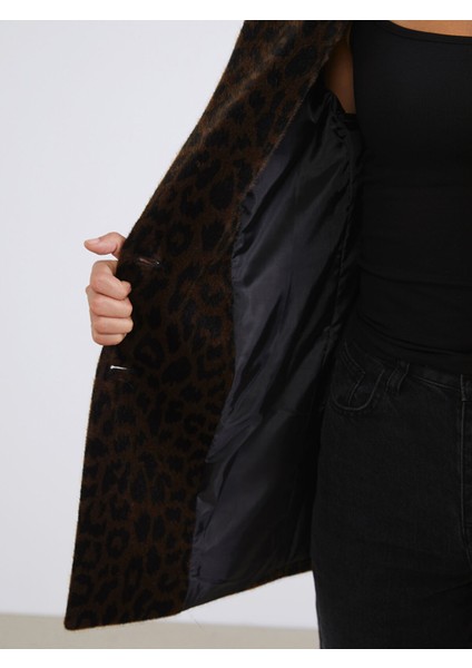 Yeni Sezon Leopar Desenli Kadın Kaşe Kaban fırsatları