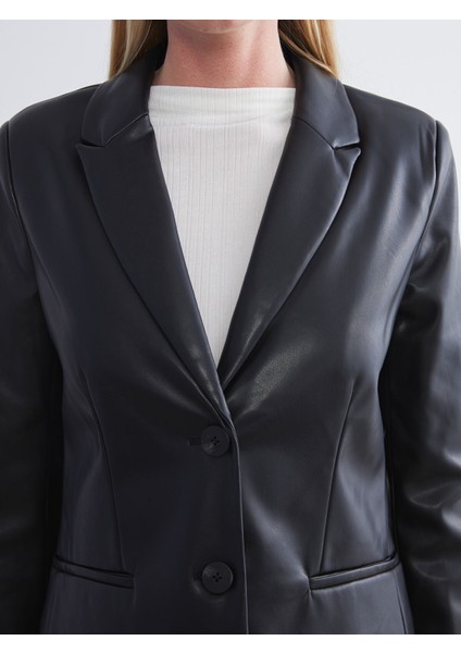 Yeni Sezon Kadın Deri Görünümlü Blazer Ceket modelleri