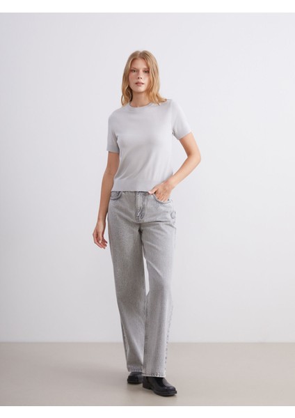 Yeni Sezon Yüksek Bel Wideleg Kadın Jean Pantolon