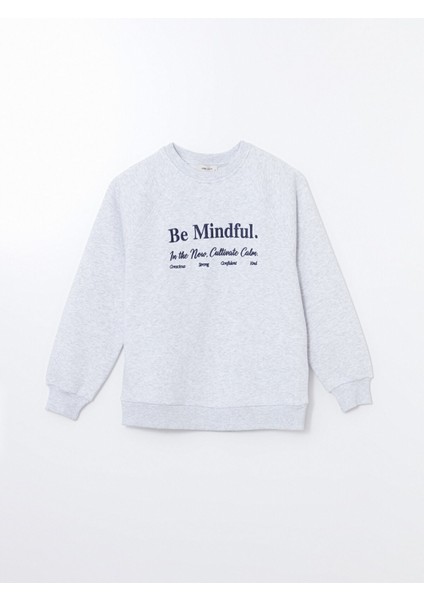 Yeni Sezon Bisiklet Yaka Nakışlı Kadın Kalın Sweatshirt indirimleri