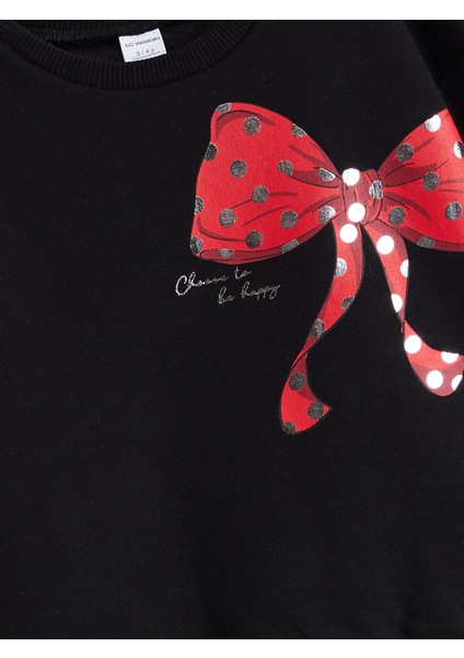 Yeni Sezon Bisiklet Yaka Baskılı Kız Çocuk Sweatshirt 2'li fırsatları