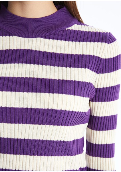 Yeni Sezon Bisiklet Yaka Renk Bloklu Uzun Kollu Kadın Triko Kazak fırsatları