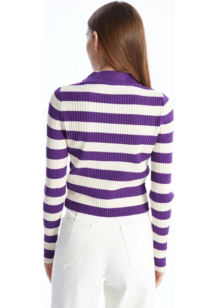 Yeni Sezon Bisiklet Yaka Renk Bloklu Uzun Kollu Kadın Triko Kazak indirimleri