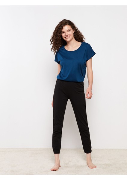 Yeni Sezon Bisiklet Yaka Düz Kısa Kollu Kadın Pijama Üst fiyatları