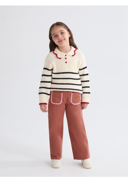 Yeni Sezon Beli Lastikli Kız Çocuk Pantolon