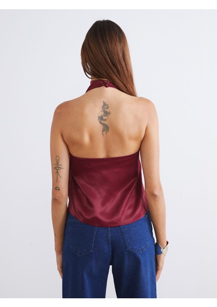 Yeni Sezon Halter Yaka Saten Bluz fırsatları