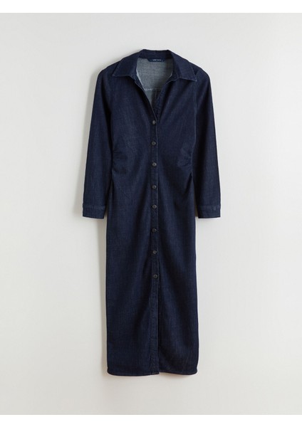 Yeni Sezon Gömlek Yaka Büzgülü Jean Elbise indirimleri