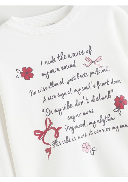 Yeni Sezon Bisiklet Yaka Baskılı Kız Çocuk Kalın Sweatshirt fiyatları