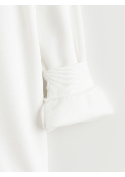 Yeni Sezon Bisiklet Yaka Baskılı Kız Çocuk Kalın Sweatshirt modelleri