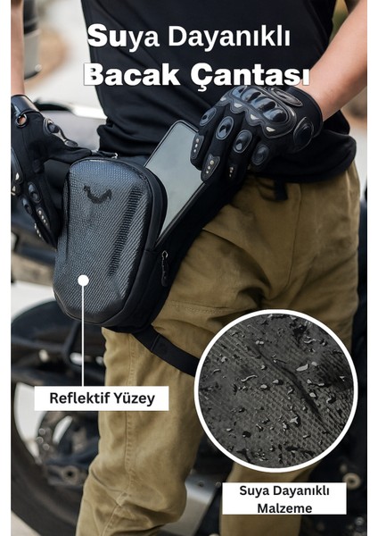 Uniseks Kabuk Korumalı Suya Dayanıklı Motorcu Bacak Çapraz Omuz Bel Çantası