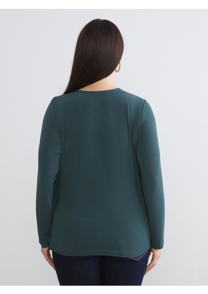 Yeni Sezon Büyük Beden Bisiklet Yaka Büzgülü Bluz fırsatları