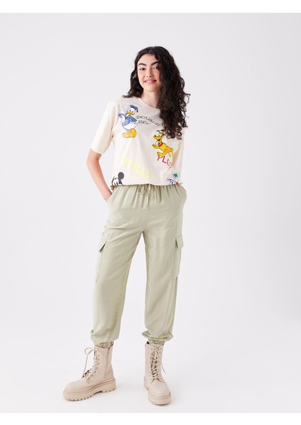 Yeni Sezon Beli Lastikli Standart Fit Kadın Kargo Pantolon fiyatları