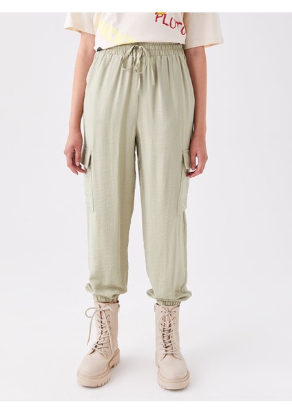 Yeni Sezon Beli Lastikli Standart Fit Kadın Kargo Pantolon modelleri