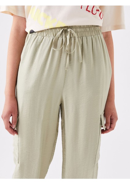 Yeni Sezon Beli Lastikli Standart Fit Kadın Kargo Pantolon indirimleri