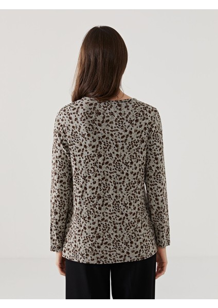 Yeni Sezon Bisiklet Yaka Leopar Desenli Kadın Bluz indirimleri