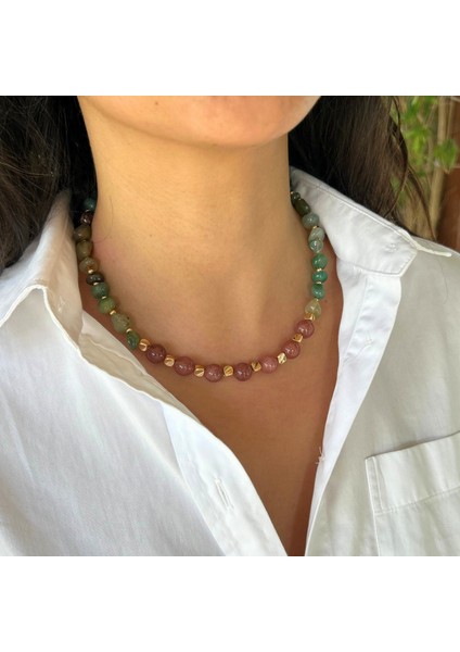 El Yapımı Tımbıl Yeşim ve Yıldız Taşı Doğal Taş Özel Tasarım Kadın Doğal Taş Kolye fiyatları