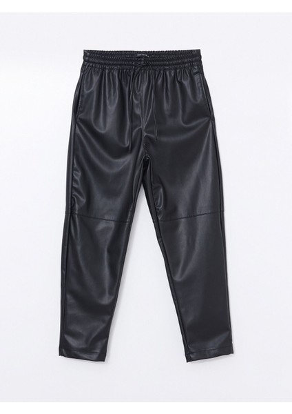 Yeni Sezon Beli Lastikli Deri Görünümlü Kadın Pantolon indirimleri