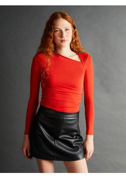 Yeni Sezon Asimetrik V Yaka Kadın Bluz