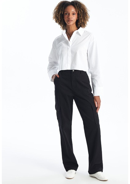 Yeni Sezon Standart Fit Gabardin Kadın Kargo Pantolon