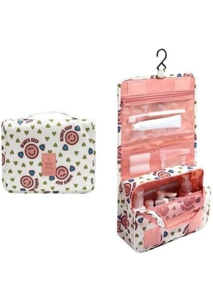 Ecoform Su Geçirmez Organizer Askılı Seyahat Kozmetik Makyaj Çantası Gülen Pembe fiyatları