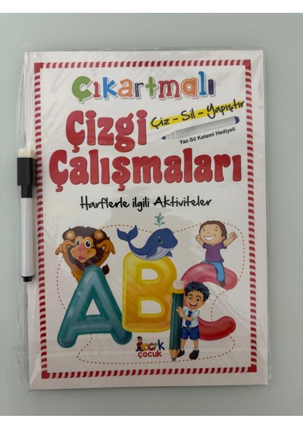 Çizgi Çalışması Aktivite Kitabı Harfler (Yaz-Sil Kalem Hediyeli)