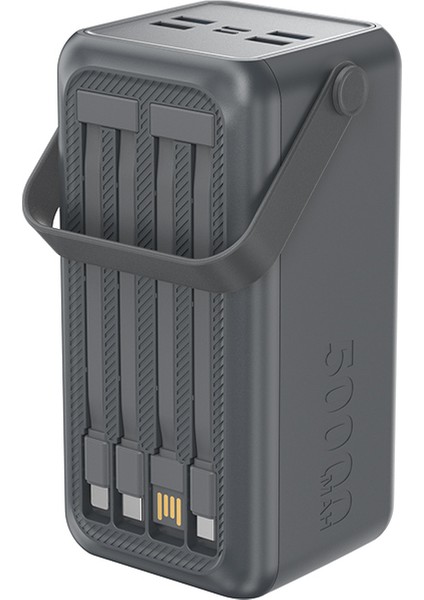 50000MAH LCD Ekranlı Powerbank | 22.5W 3A Hızlı Şarj | 4x USB Çıkış | Dahili Şarj Kabloları LED Işık fiyatları