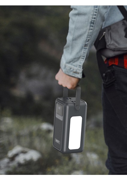 50000MAH LCD Ekranlı Powerbank | 22.5W 3A Hızlı Şarj | 4x USB Çıkış | Dahili Şarj Kabloları LED Işık fırsatları