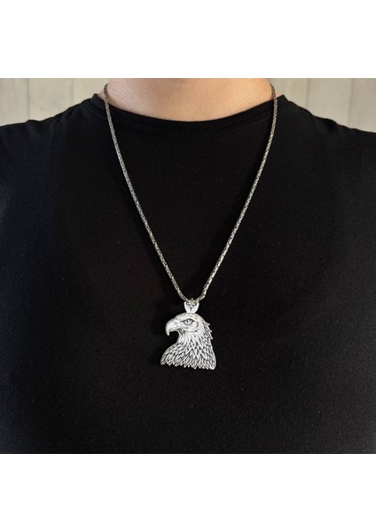 925 Ayar Gümüş Kartal Tasarım Kral Zincirli Erkek Kolye modelleri