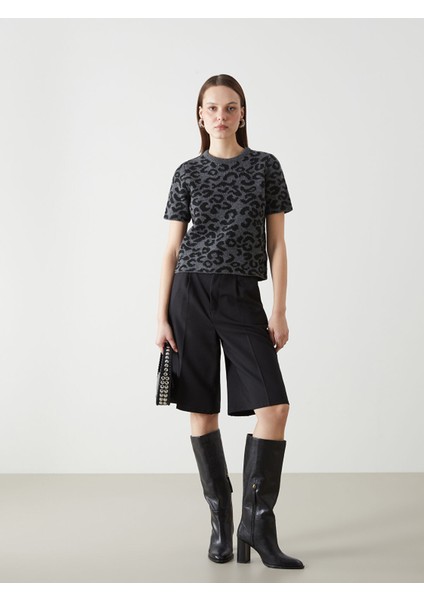 Yeni Sezon Bisiklet Yaka Leopar Desenli Kadın Triko Kazak fiyatları