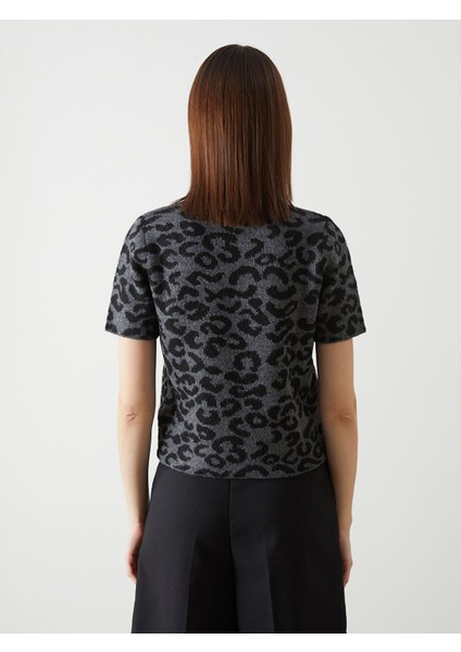 Yeni Sezon Bisiklet Yaka Leopar Desenli Kadın Triko Kazak fırsatları