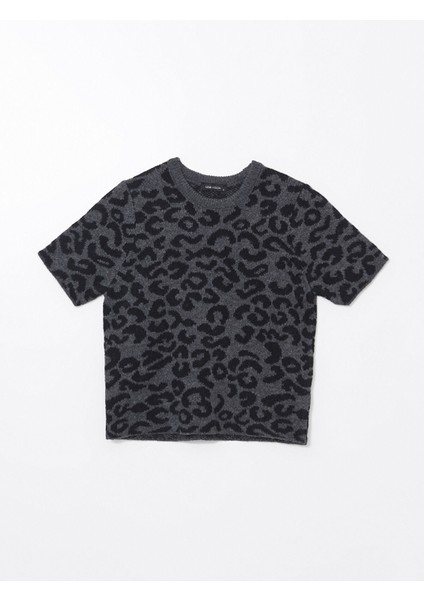 Yeni Sezon Bisiklet Yaka Leopar Desenli Kadın Triko Kazak indirimleri