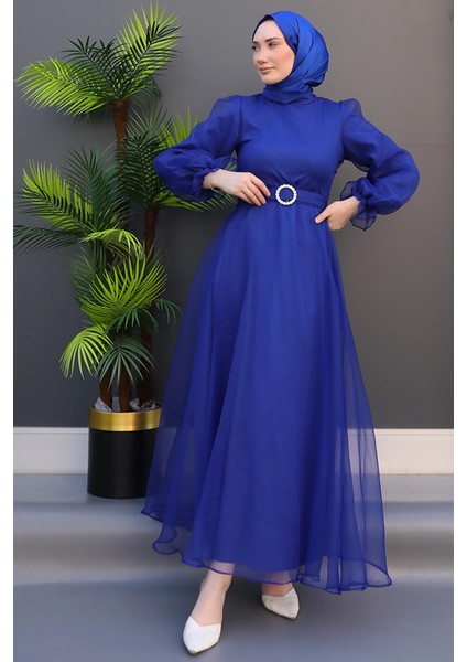 Elfida Tesettür Elbise Gece Mavi
