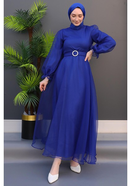 Elfida Tesettür Elbise Gece Mavi fiyatları