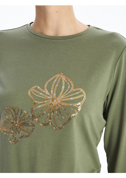 Yeni Sezon Bisiklet Yaka Baskılı Uzun Kollu Kadın Tişört fırsatları