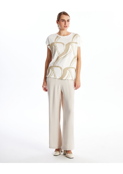 Yeni Sezon Bisiklet Yaka Desenli Dokulu Kadın Bluz fiyatları