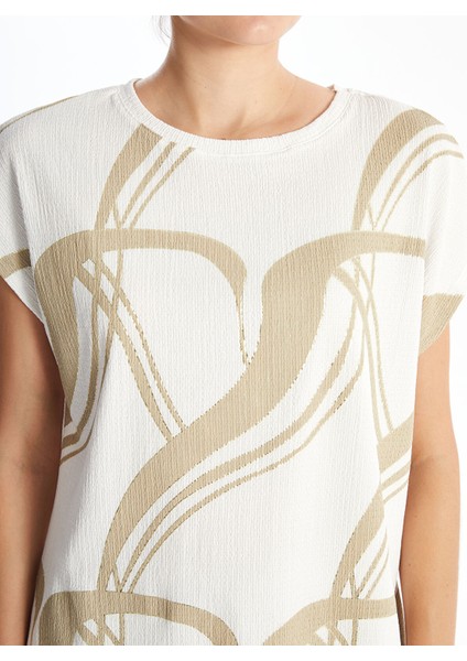 Yeni Sezon Bisiklet Yaka Desenli Dokulu Kadın Bluz modelleri