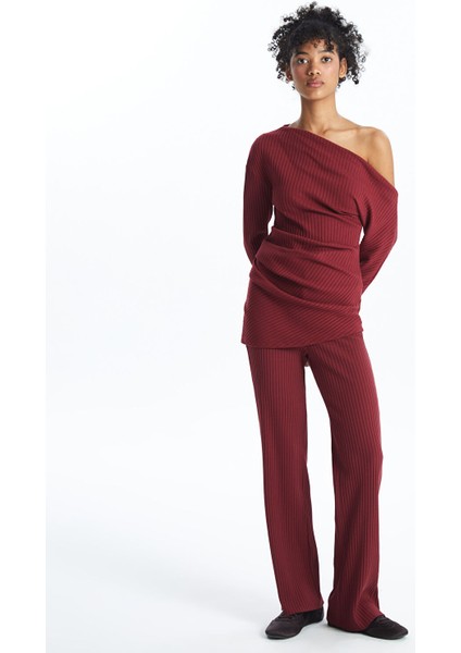 Yeni Sezon Beli Lastikli Dokulu Kadın Pantolon