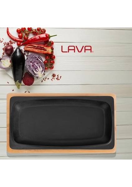 Döküm Servis Tabağı, 30X15 cm Ahşap Altlı - Lv As 172 fiyatları