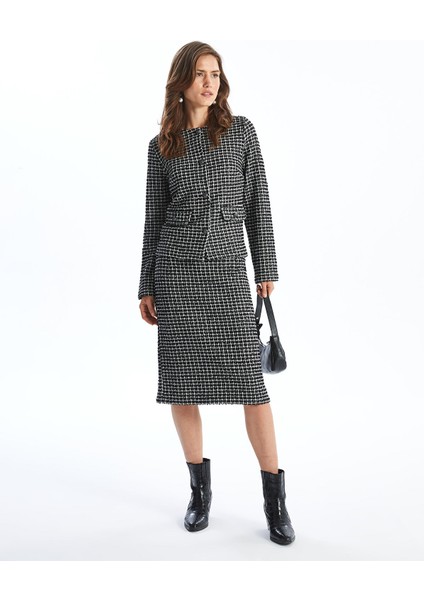 Yeni Sezon Dar Fit Ekose Kadın Kalem Etek