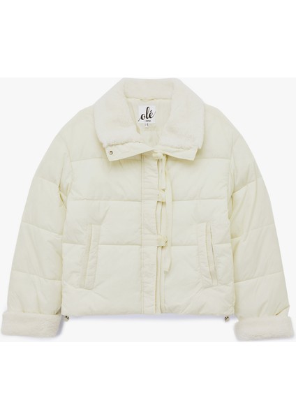 Uzun Kollu Suni Kürk Yaka Fermuarlı Cepli Kapitone Ceket modelleri