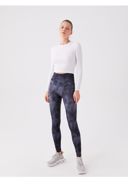 Yeni Sezon Beli Lastikli Batik Desenli Kadın Spor Tayt