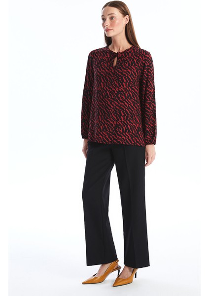 Yeni Sezon Bağlamalı Yaka Desenli Uzun Kollu Kadın Bluz fiyatları