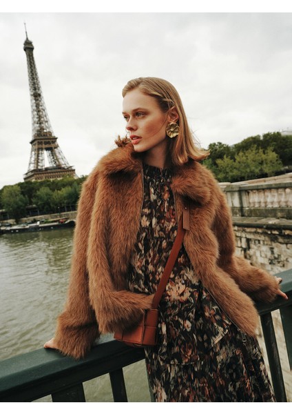 Yeni Sezon Bağlamalı Yaka Desenli Kadın Bluz